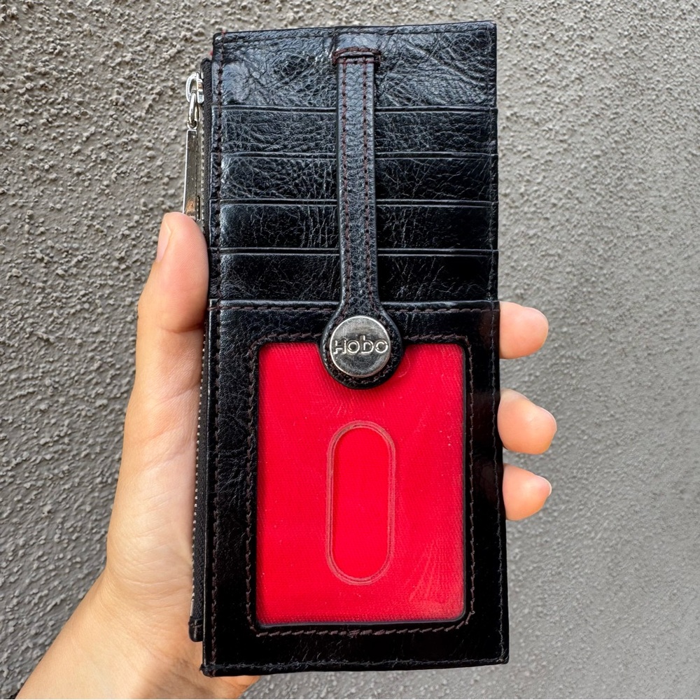 HOBO Slim Leather Credit Card Case with Zippered Compartment